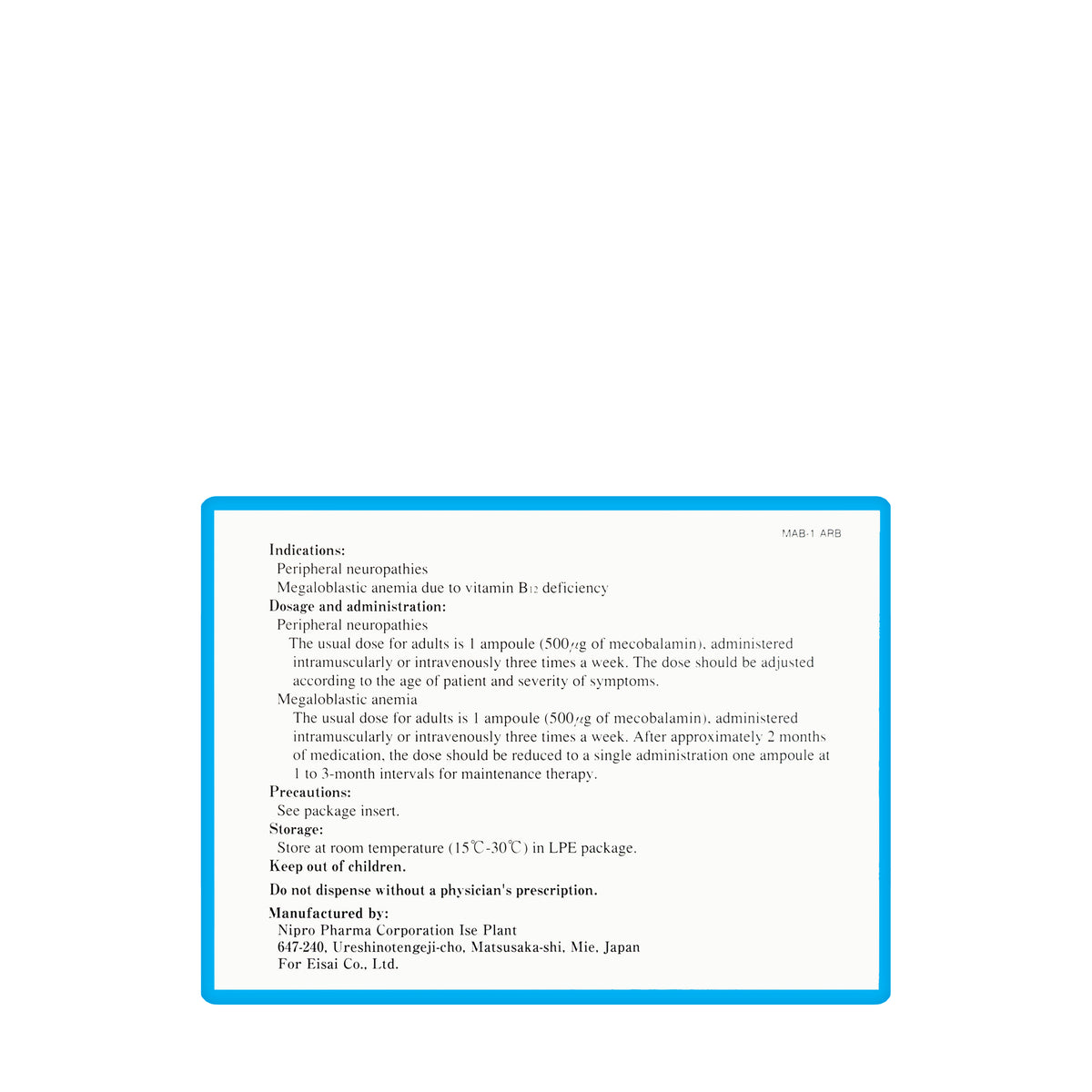 Methycobal 500Mcg 10 Ampoules