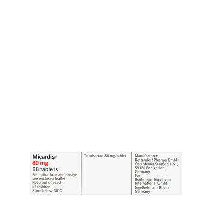 Micardis 80Mg 28 Tablets