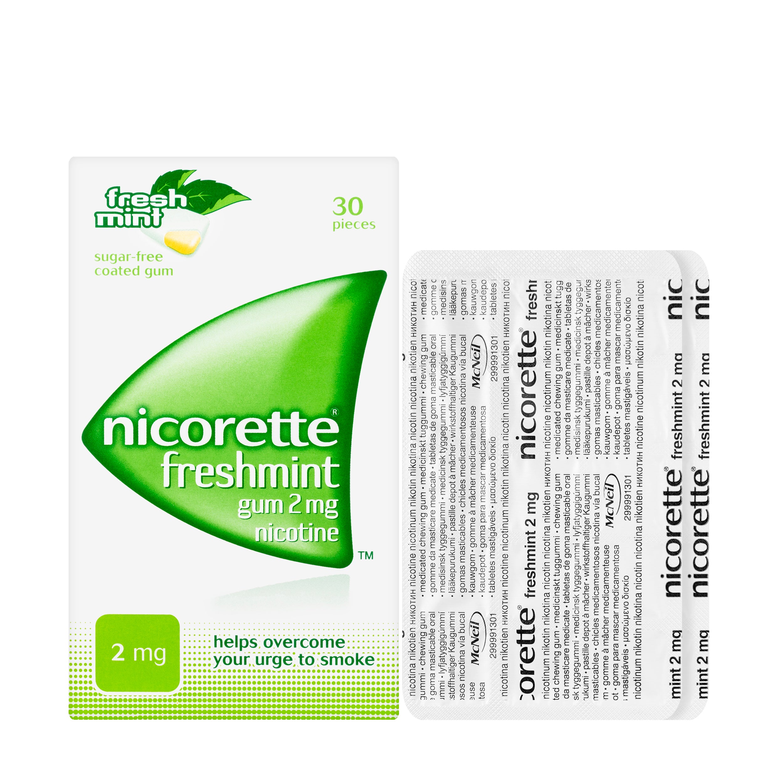 Nicorette Gum 2Mg Fresh Mint 30 Pieces