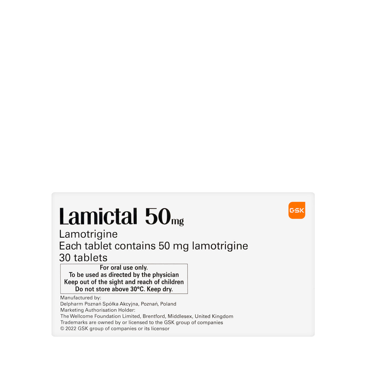 Lamictal 50Mg 30 Tablets