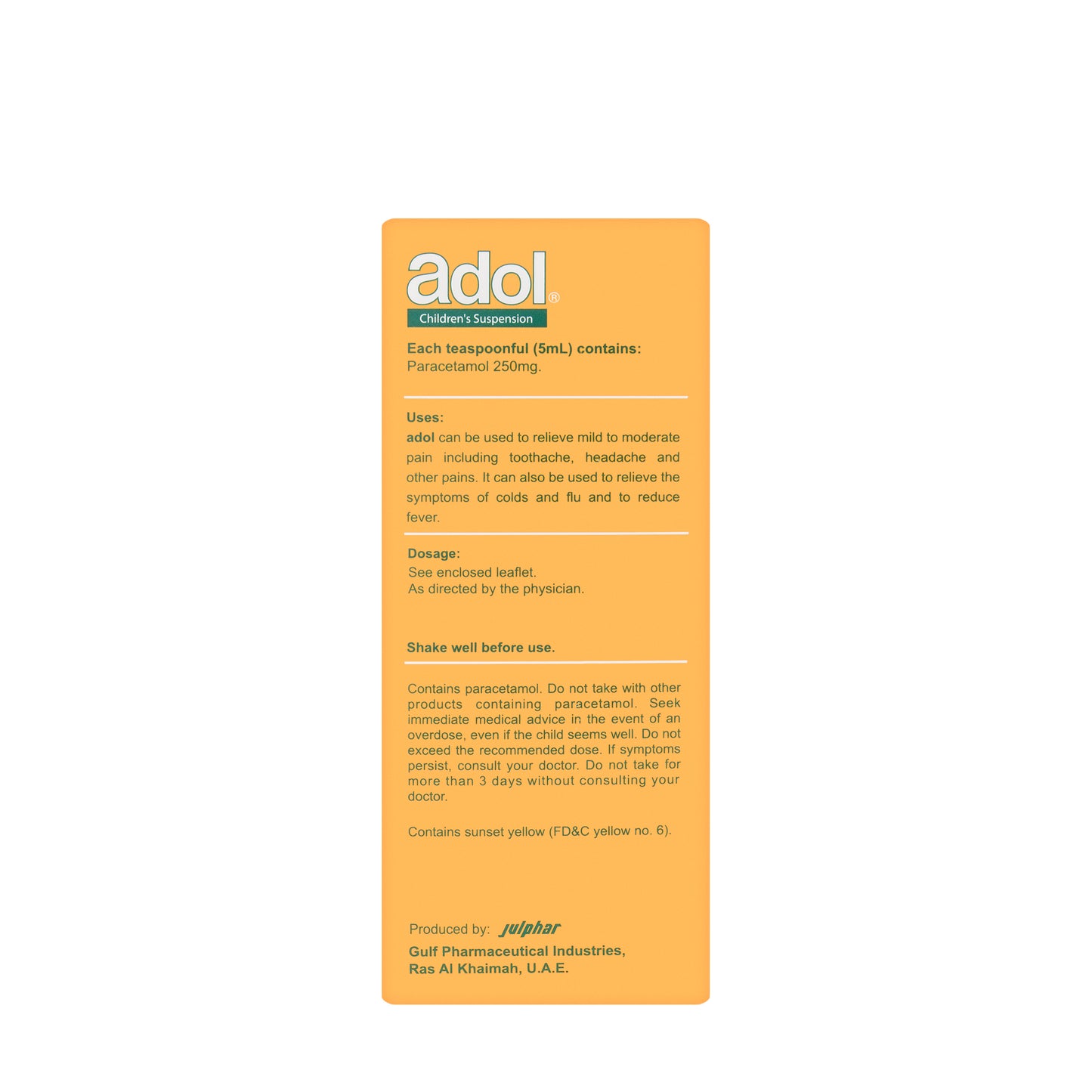 Adol Suspension 250Mg 100Ml