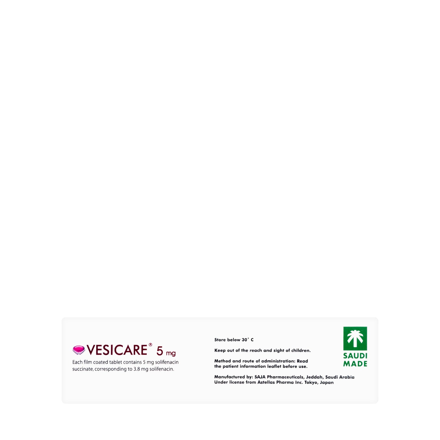 Vesicare 5Mg 30 Tablets