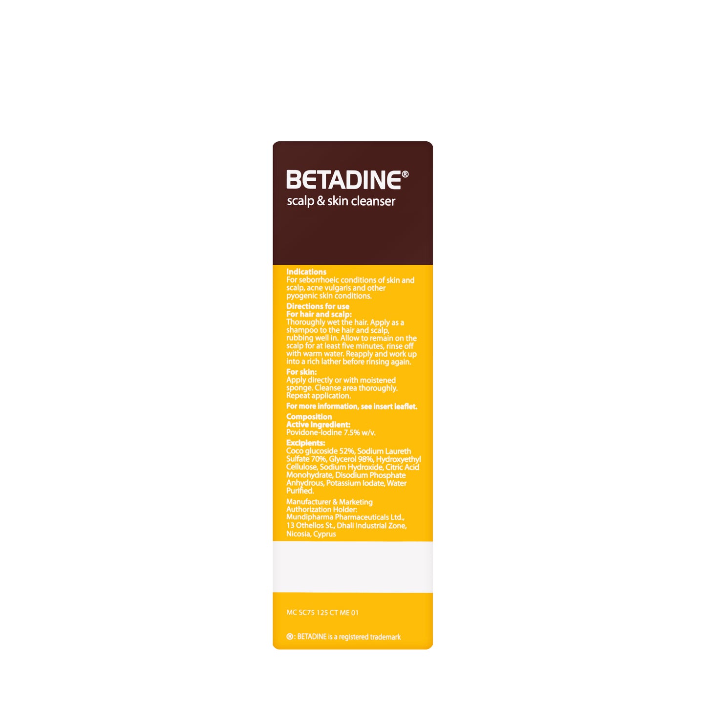 Betadine 7.5% Scalp & Skin Cleanser 125Ml