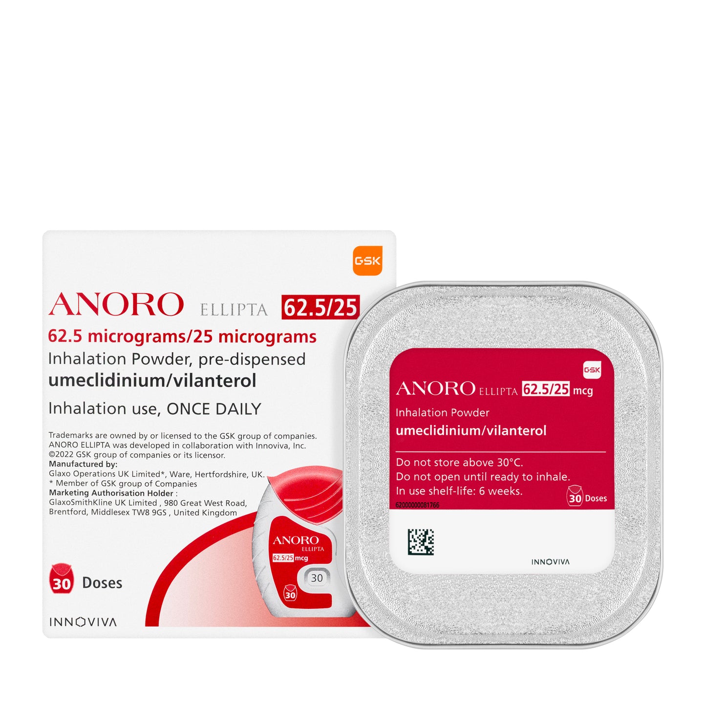 Anoro Ellipta 62.5/25Mcg Inhalation 30 Doses