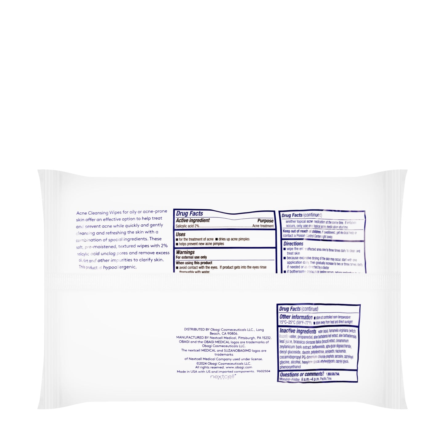 Obagi Cleansing Wipes [Oily Skin] 25 Pieces