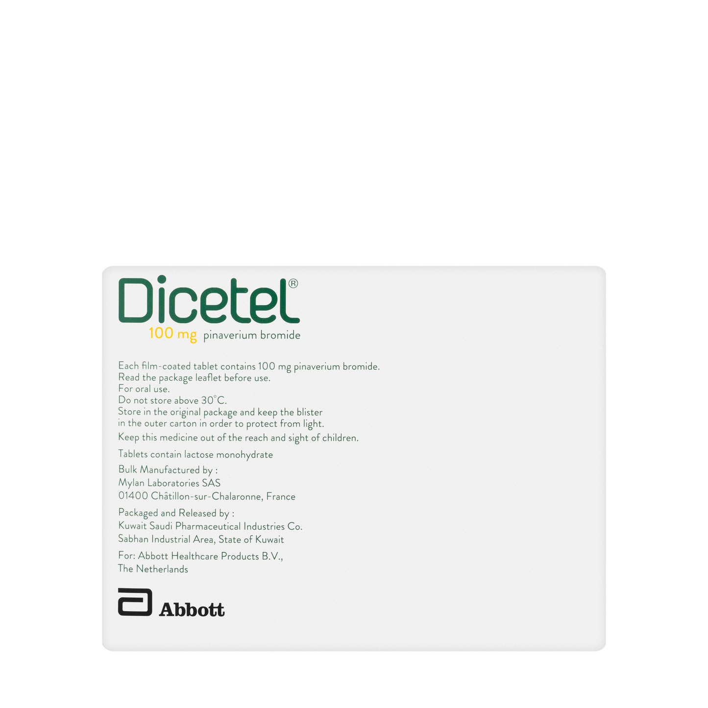 Dicetel 100Mg 20  Tablets