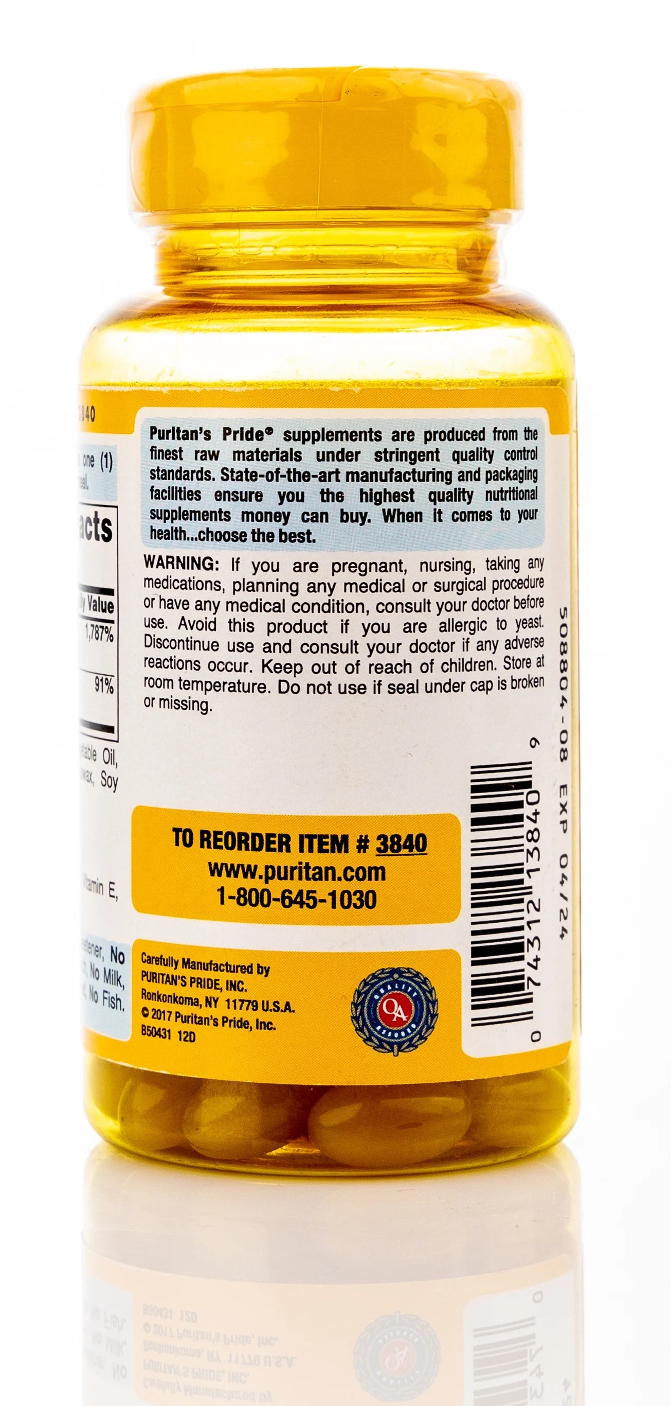 Puritan's Pride Vitamin E 400IU +Selenium 50mcg 100 Softgels