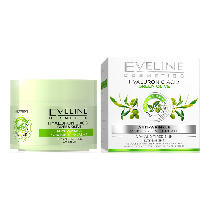 Eveline Hyaluronic Acid + Green Olive Anti-Wrinkle Moisturising Cream 50 Ml