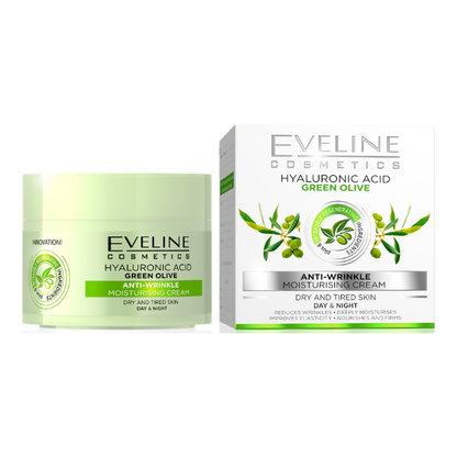 Eveline Hyaluronic Acid + Green Olive Anti-Wrinkle Moisturising Cream 50 Ml