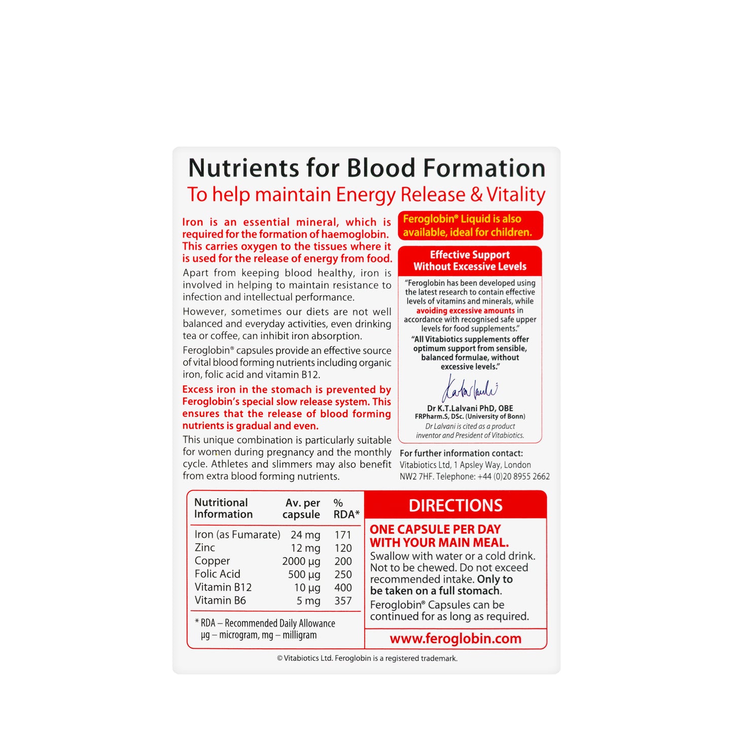Vitabiotics Feroglobin B12 30Capsules