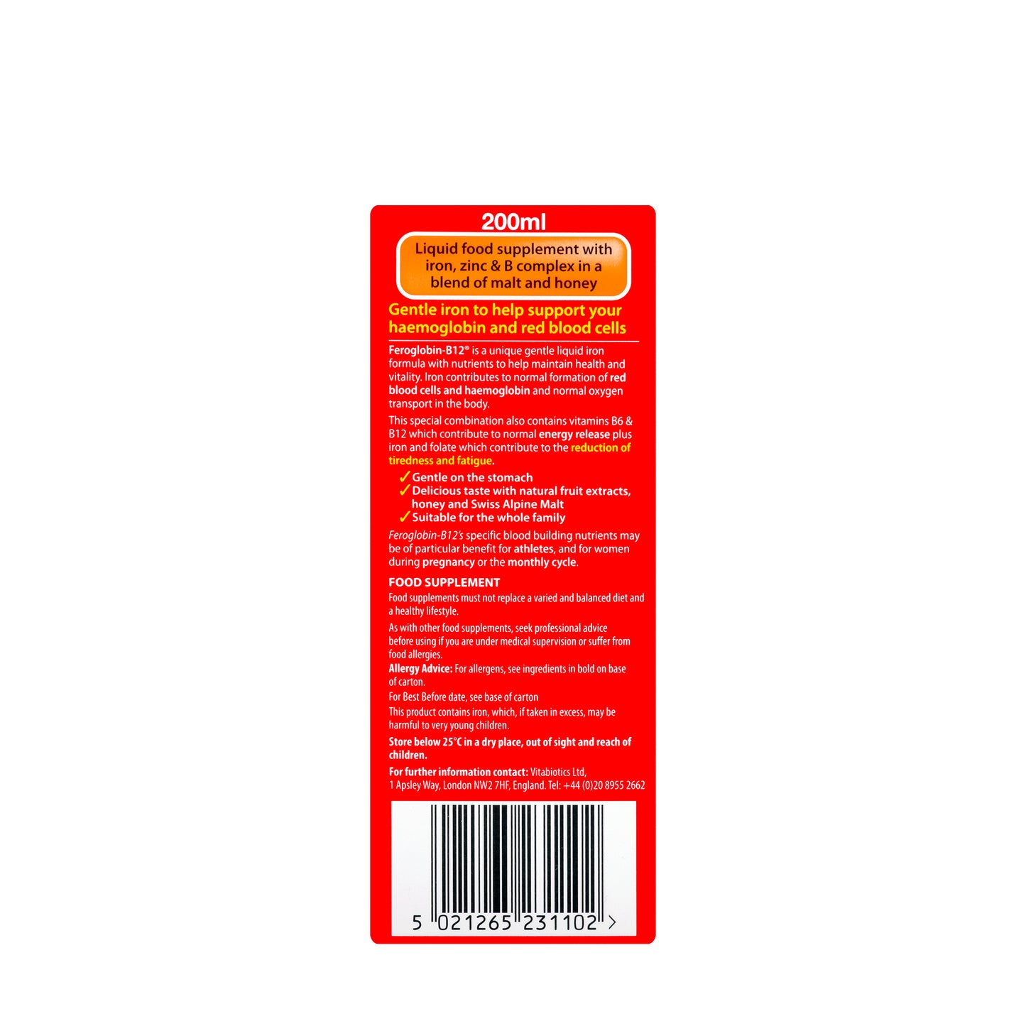 Vitabiotics Feroglobin Syrup 200 Ml