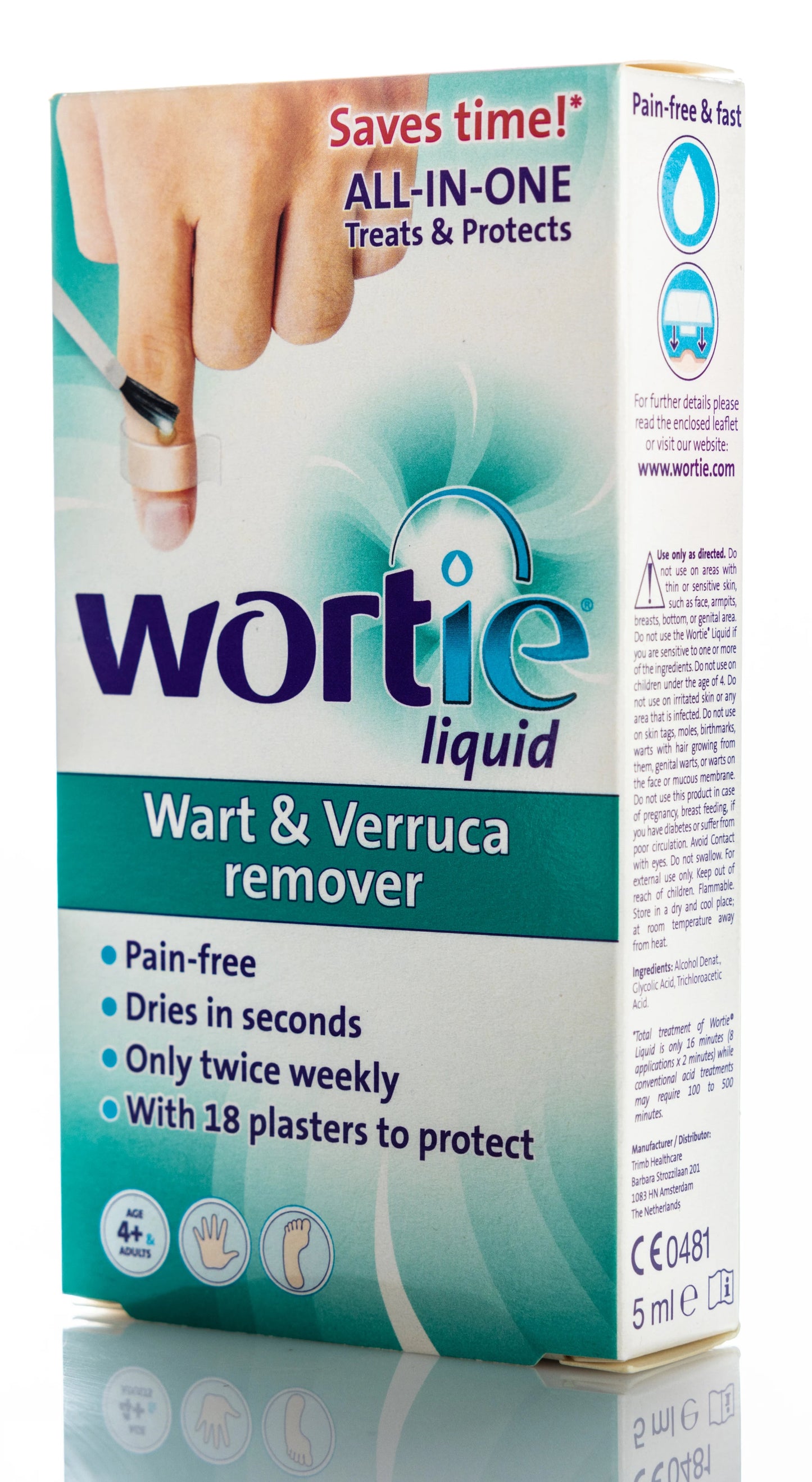 Wortie Liquid Wart & Verruca Remover 5 Ml with 18 Plasters
