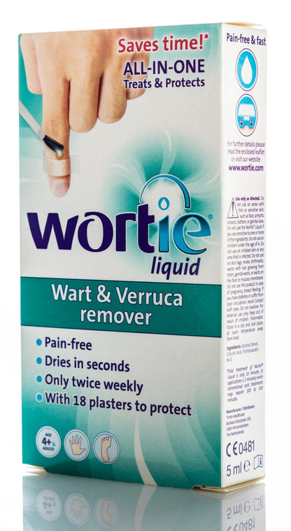Wortie Liquid Wart & Verruca Remover 5 Ml with 18 Plasters