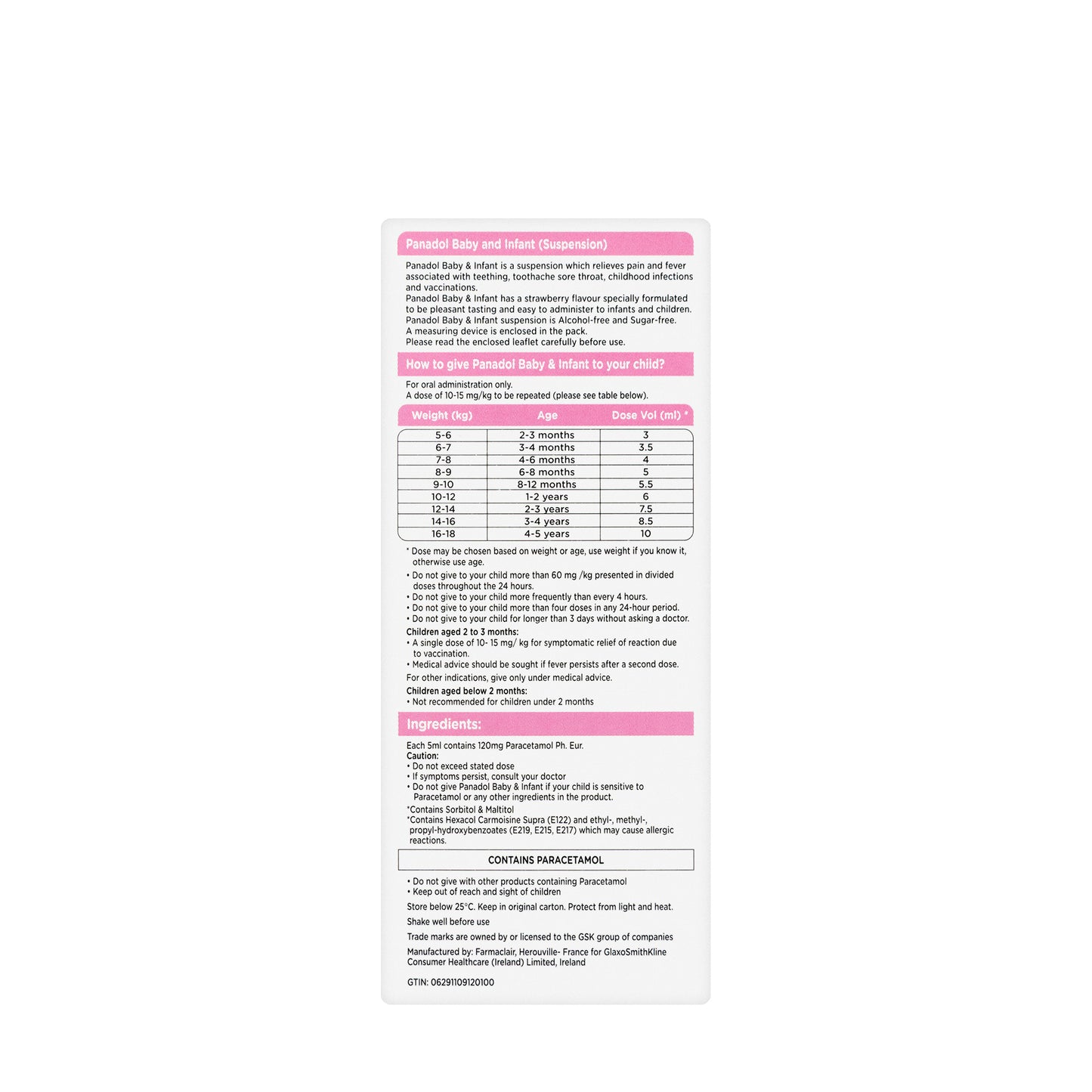Panadol Baby & Infant Syrup 100Ml