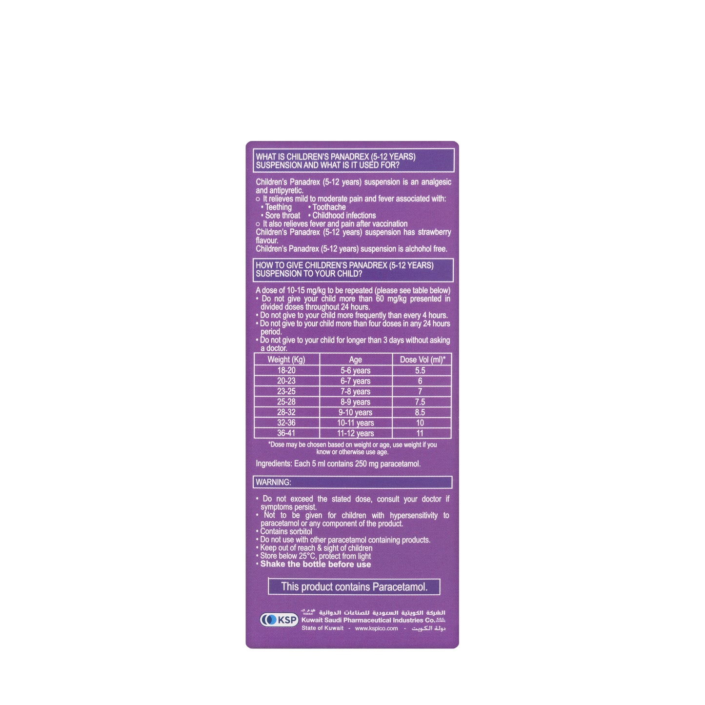 Panadrex Suspension 250Mg 100Ml
