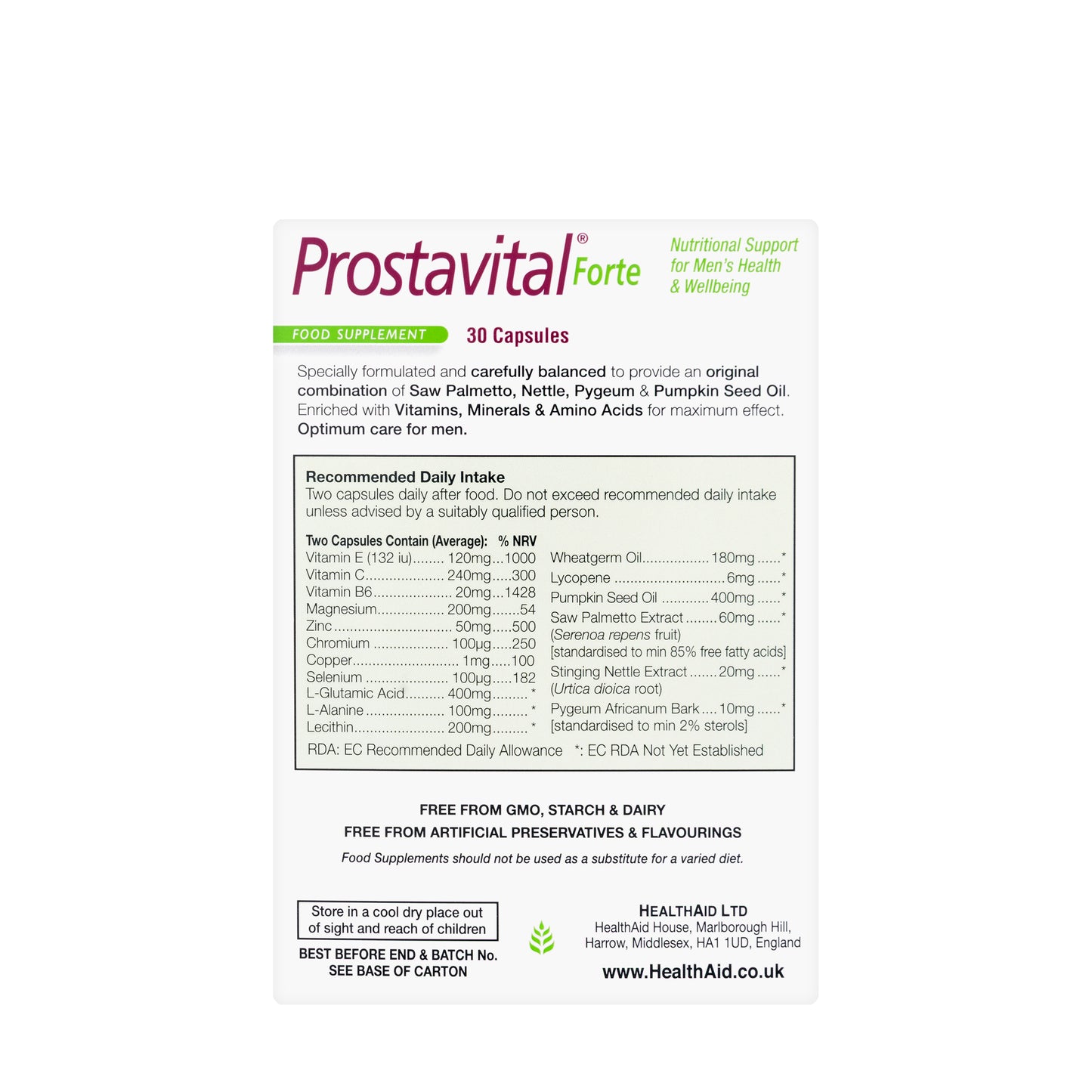 Health Aid Prostavital Forte 30 Capsules