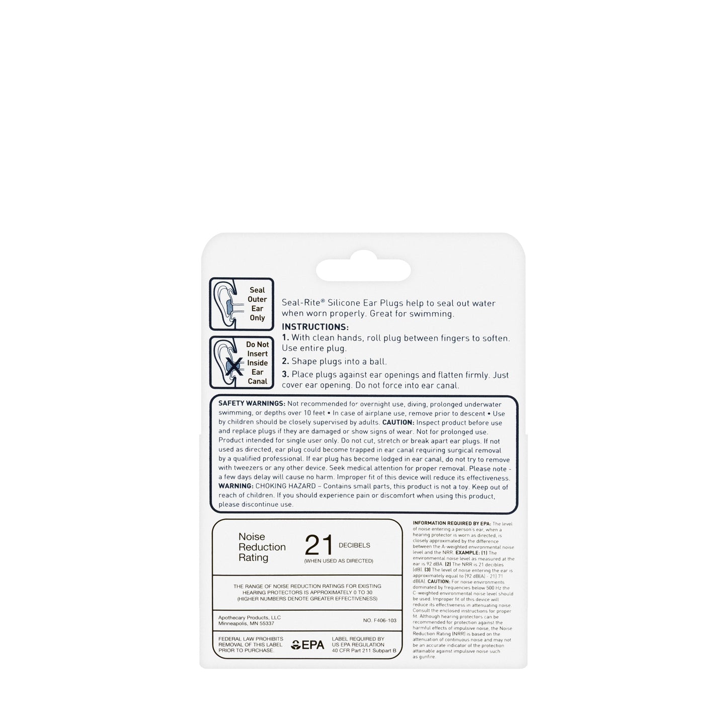 Flents Seal-Rite Silicone Ear Plugs 6 Pieces [F406-103]