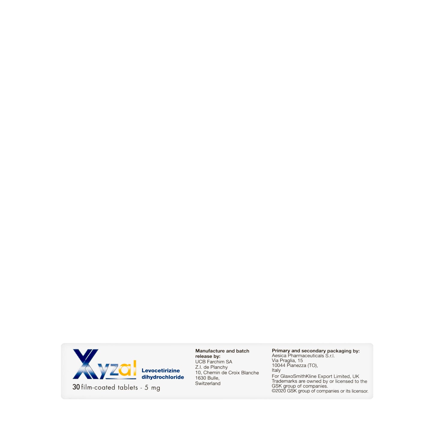 Xyzal 5Mg 30Tablets