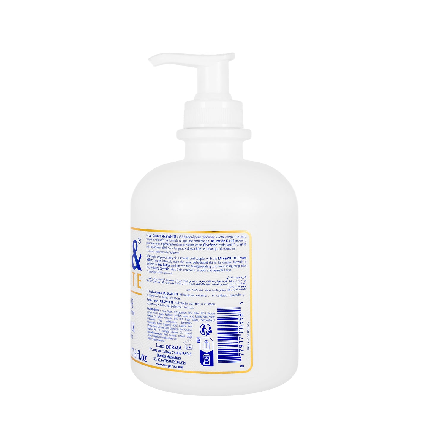 Fair And White Extreme Hydration Cream-Milk 500 Ml
