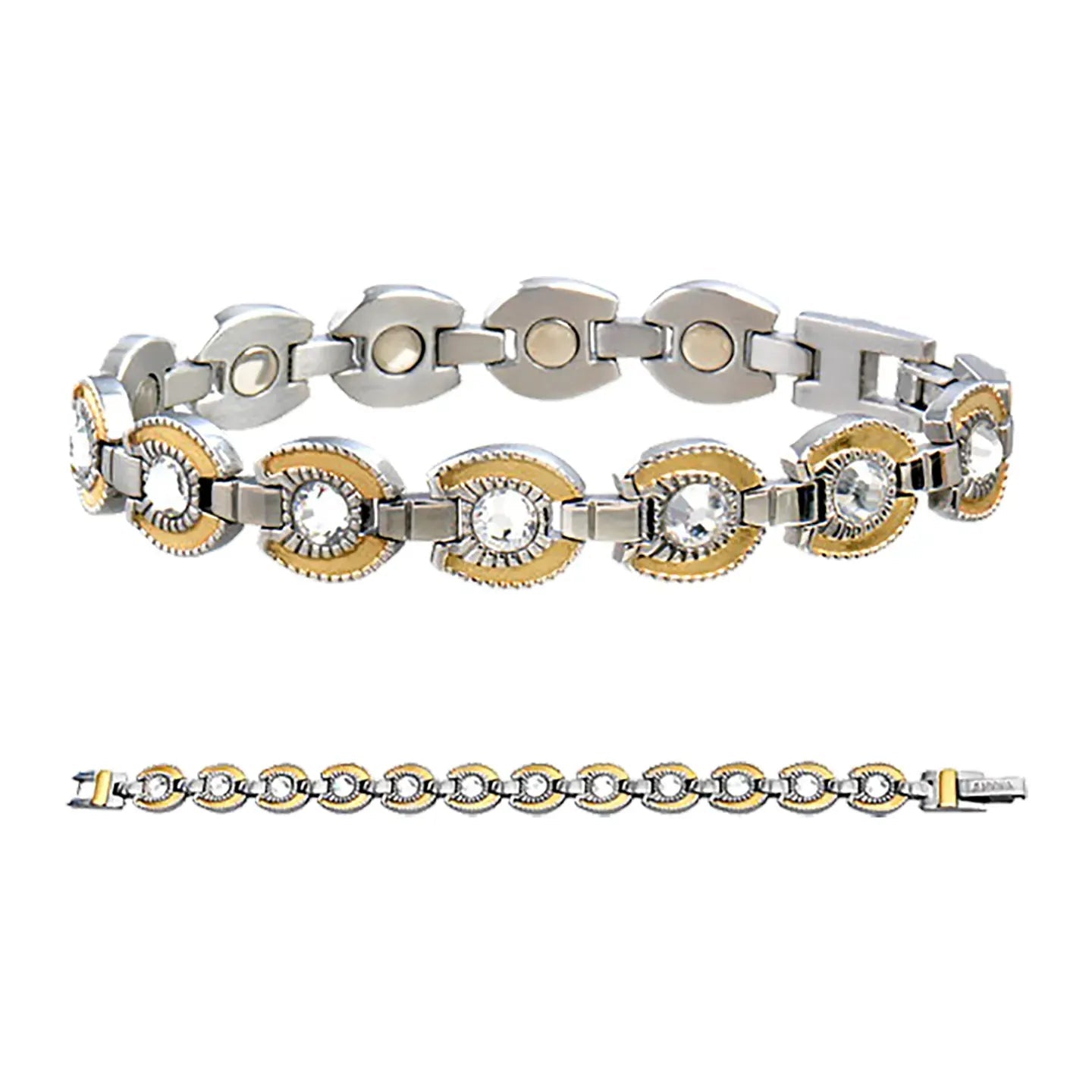 Sabona 216 Lady Gem Gold Horseshoe Magnetic Bracelet [X-Large]