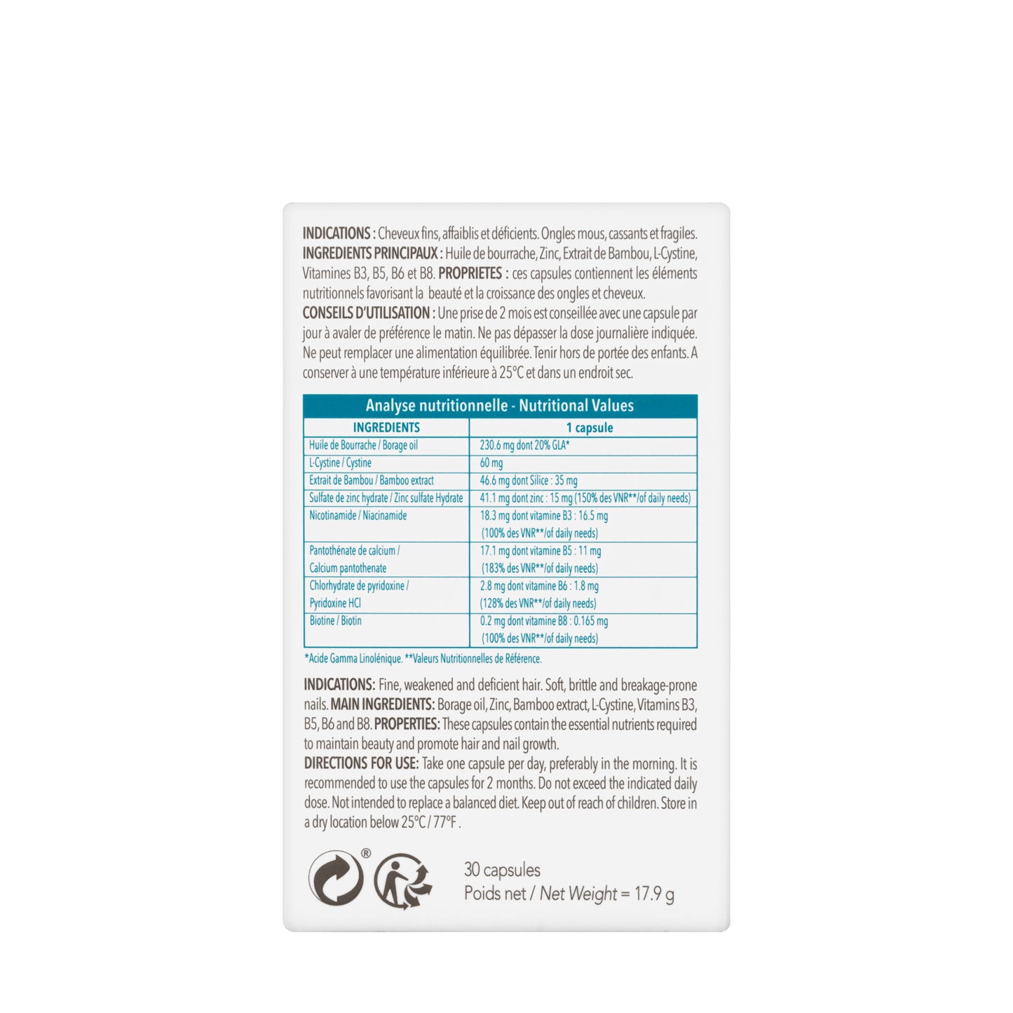Ecrinal Hair & Nail 30 Capsules