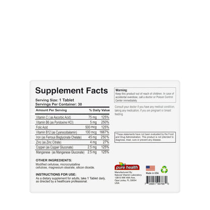 Pure Health Tri Iron 30 Tablets