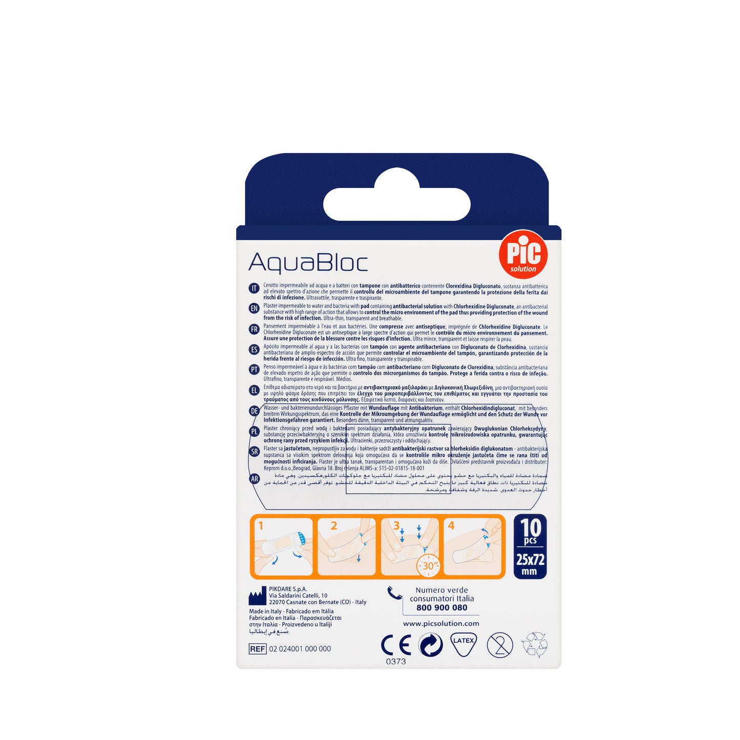 Pic Solution AquaBloc waterproof Plaster with antibacterial 25X72 Mm [Large] 10 Piece