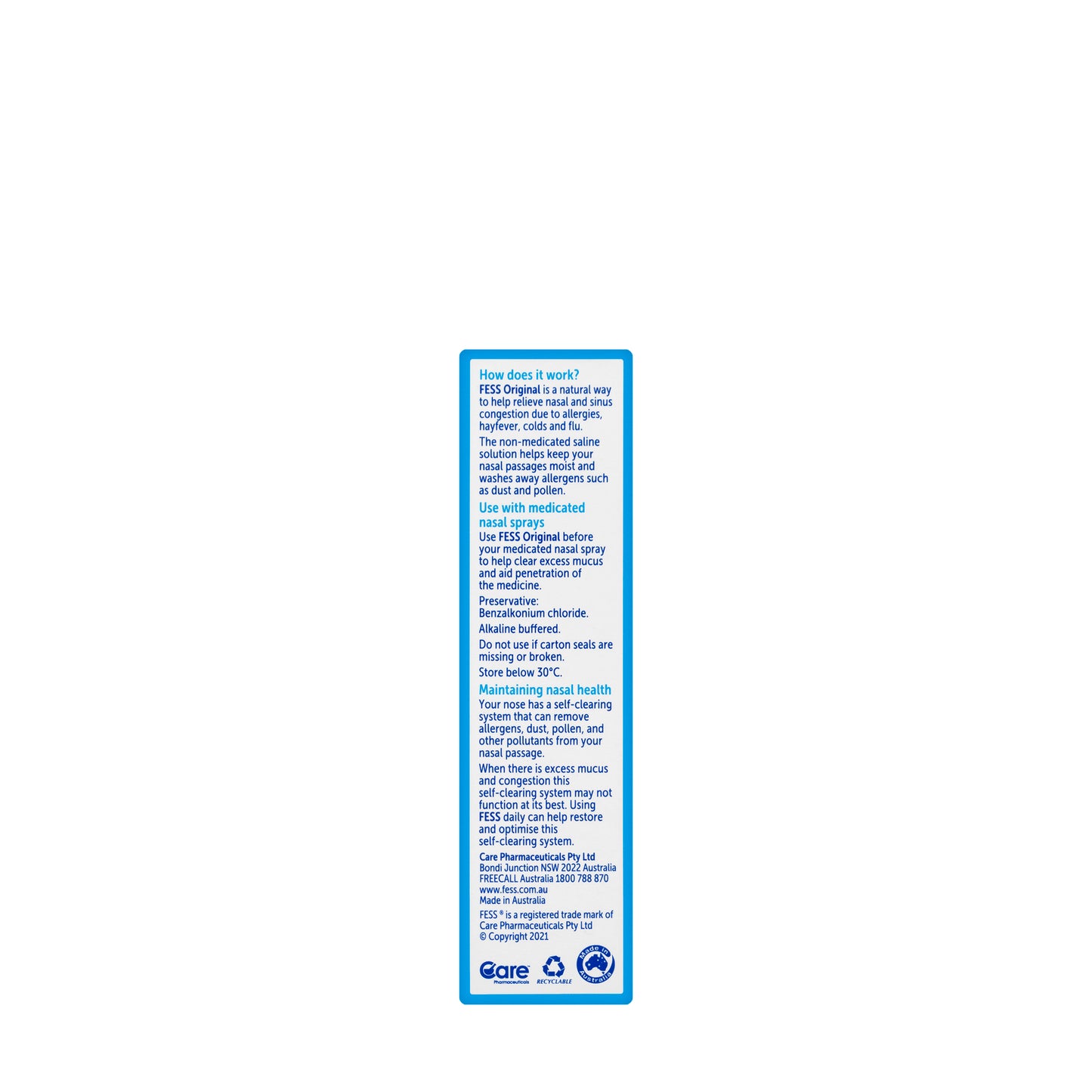 Fess Nasal Saline Spray 30Ml