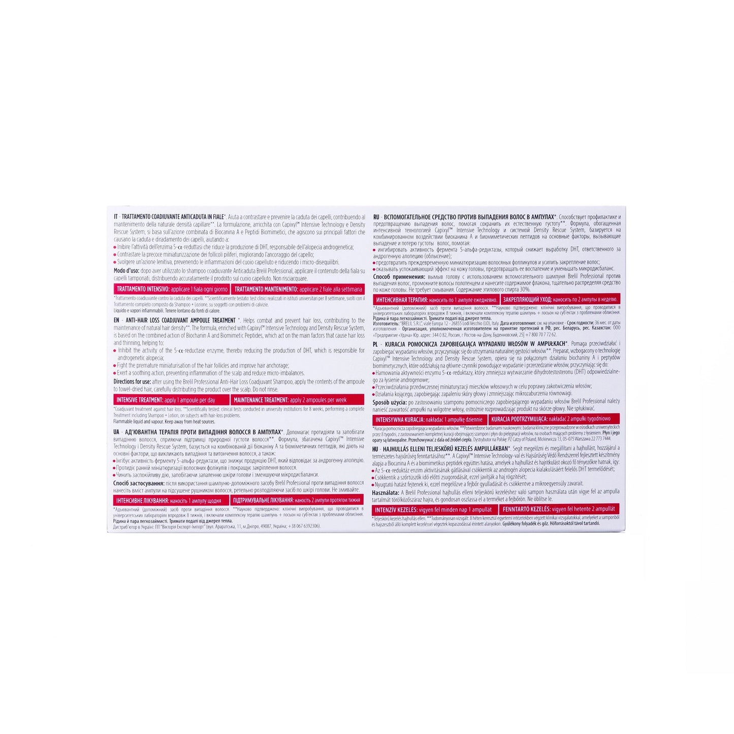 Brelil Professional Anti Hair Loss Lotion with Capixyl™ Intensive Technology Ampoules 12 x 8 ml