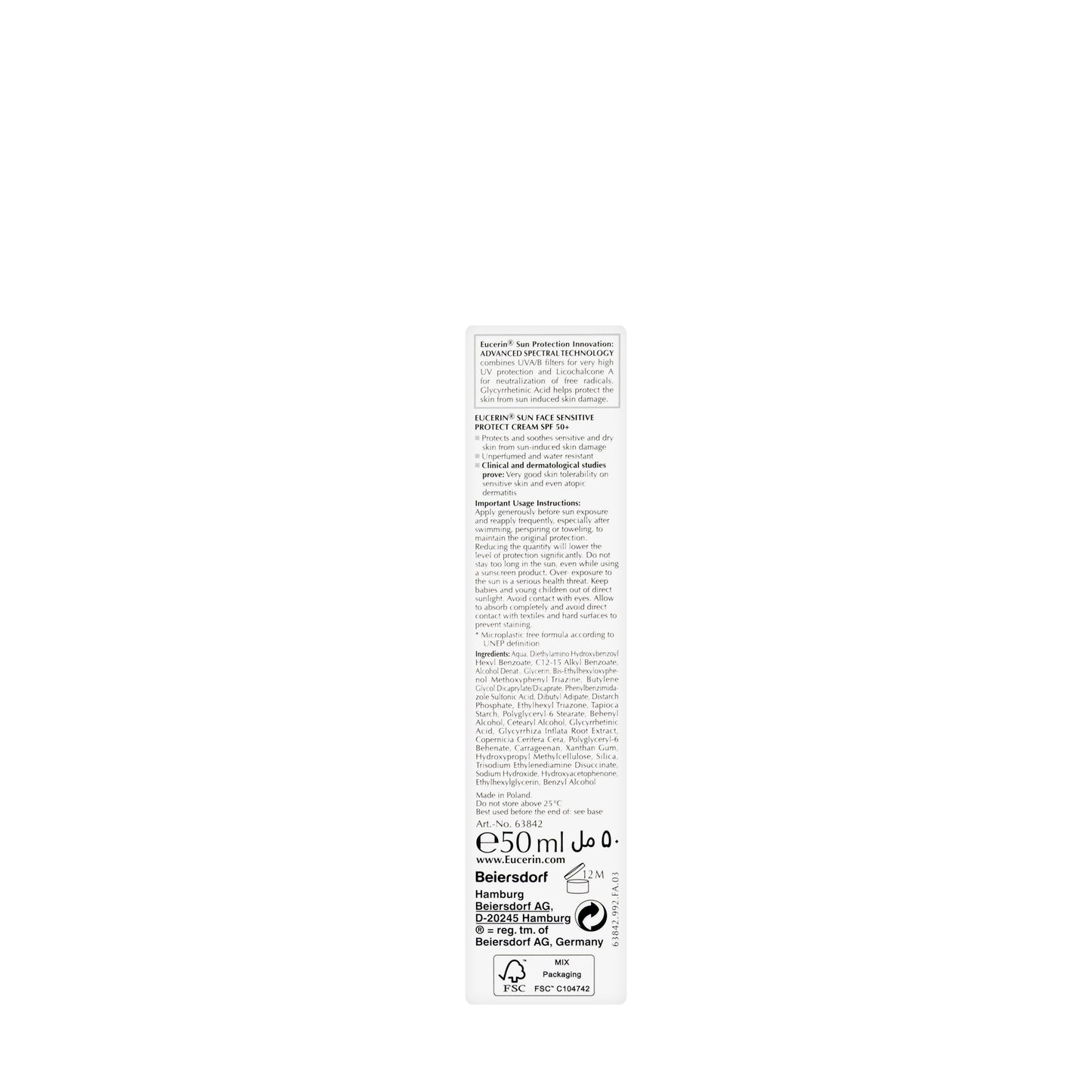Eucerin Sun Protection Sensitive Protect SPF 50+ Sun Cream 50 Ml