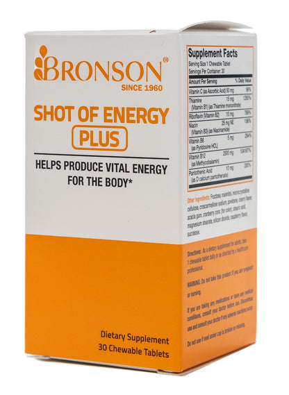 Bronson Shot Of Energy Plus 30 Chewable Tablets