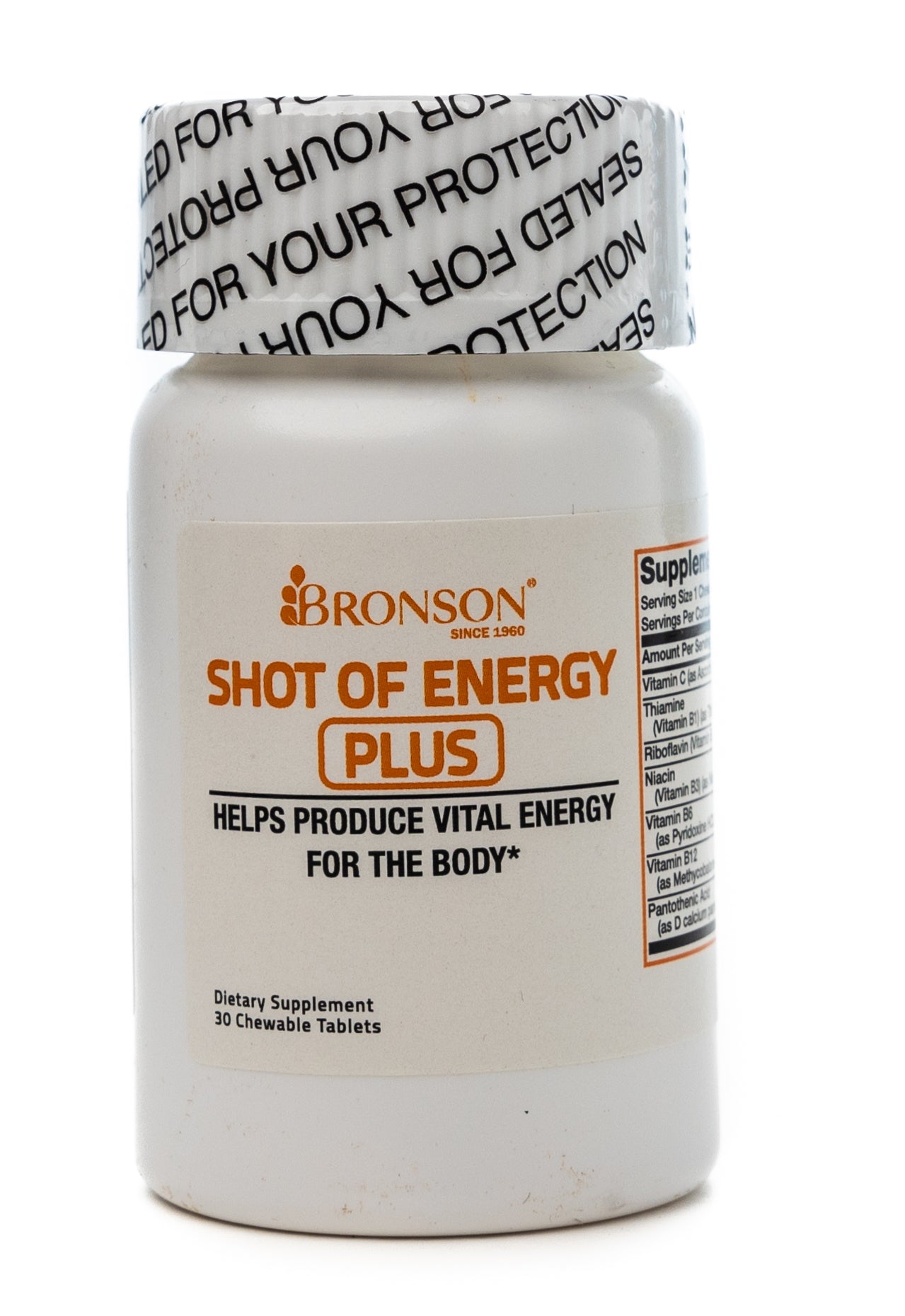 Bronson Shot Of Energy Plus 30 Chewable Tablets