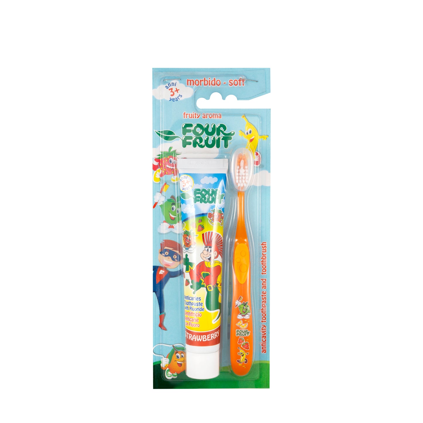 Piave Four Fruit 3+Years ToothPaste& Toothbrush-Soft [2445]