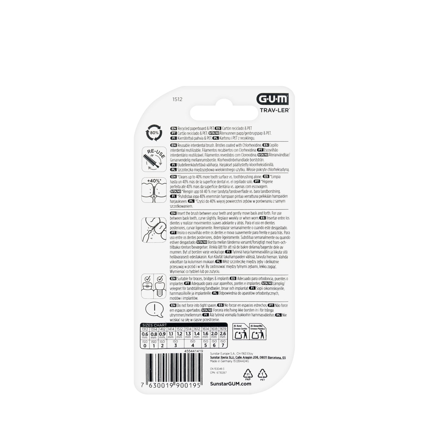 Gum Travler Intradental brush 1.2 mm-Green [1512 ]