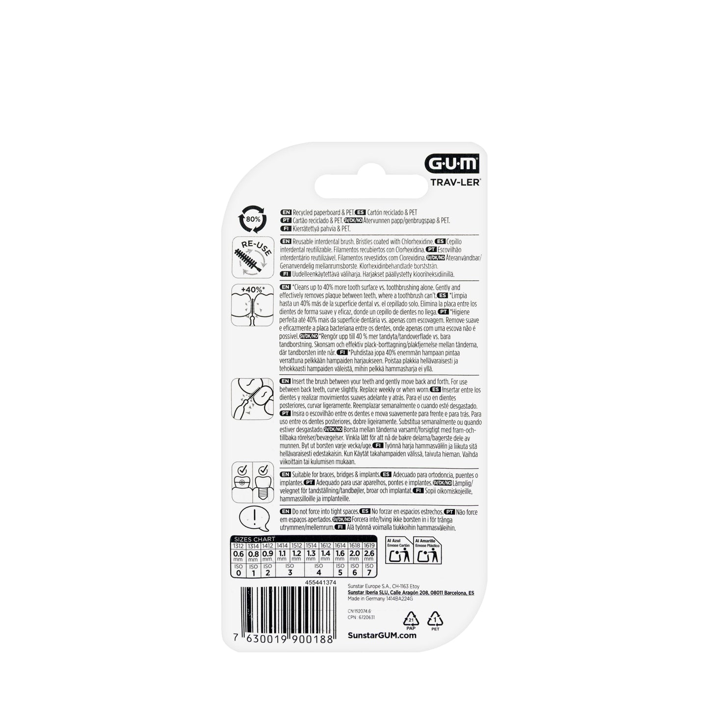 Gum TravLer 1.1mm 6 Intradental Brushes [1414] [Green]