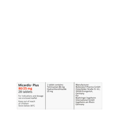 Micardis Plus 80/25Mg 28 Tablets