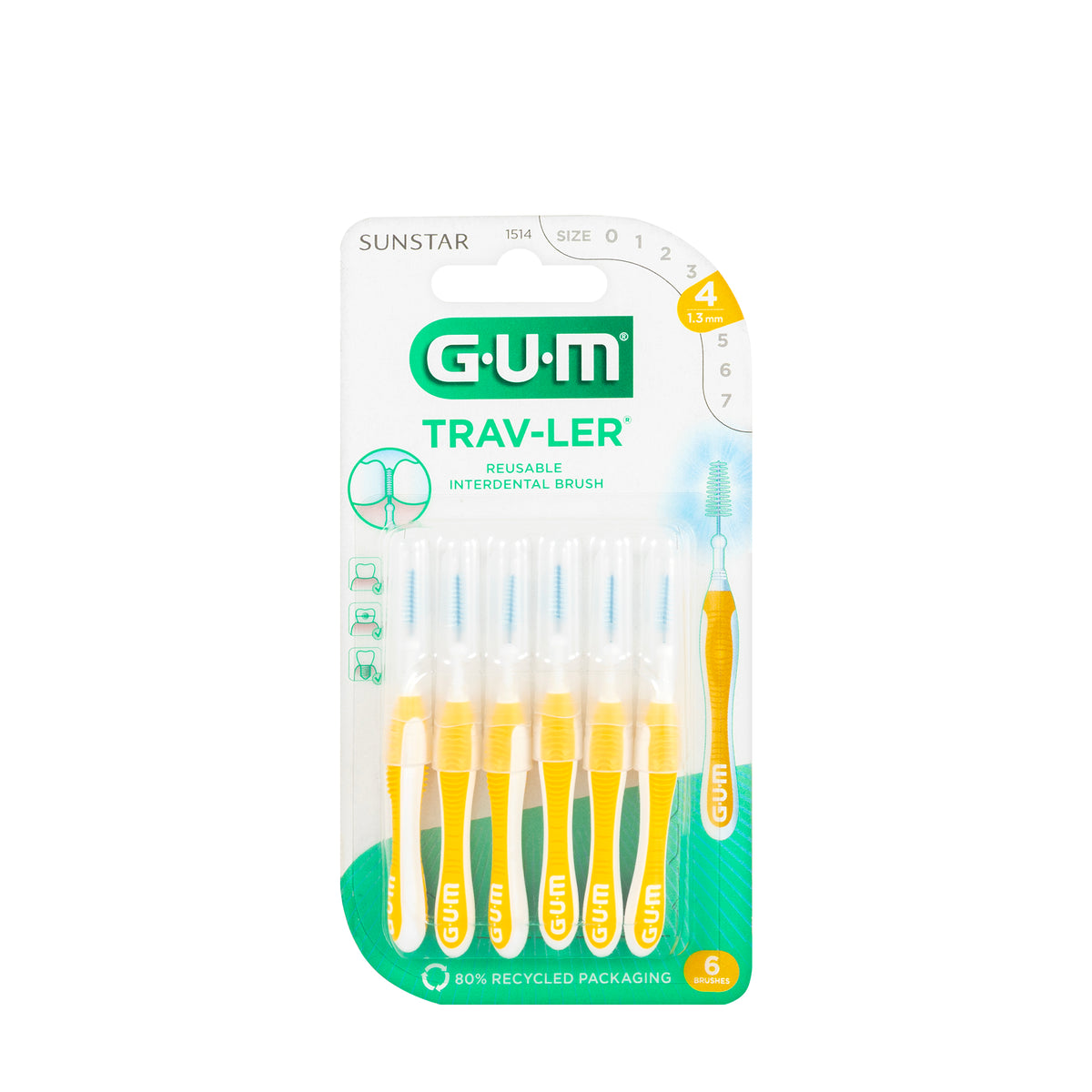 Gum Travler Intradental brush 1.3 mm-Yellow [1514]