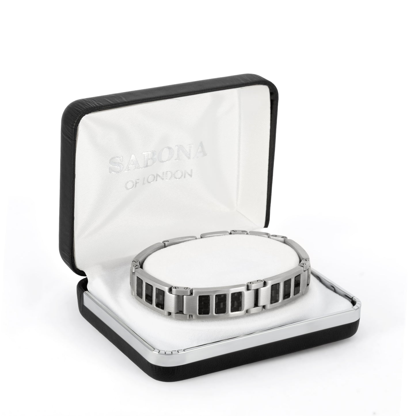 Sabona 350 Black Carbon Stainless Magnetic Bracelet [Medium]