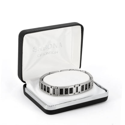 Sabona 350 Black Carbon Stainless Magnetic Bracelet [Medium]