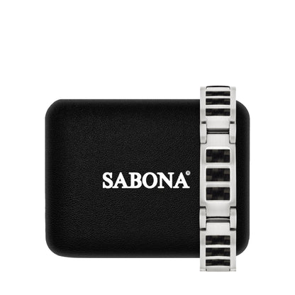 Sabona 350 Black Carbon Stainless Magnetic Bracelet [Medium]