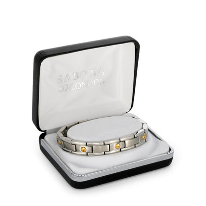 Sabona 327 Executive Nail Head Duet Magnetic Bracelet [Large]