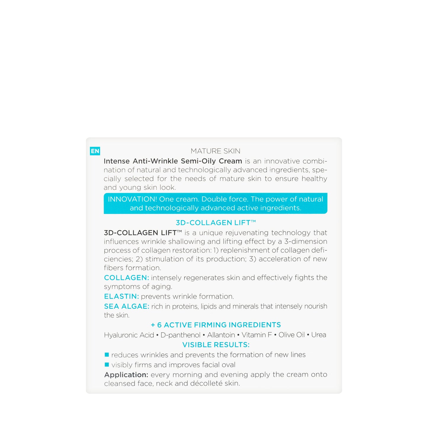 Eveline 3D Collagen Lift Intense Anti-Wrinkle Day and Night Cream 50 Ml