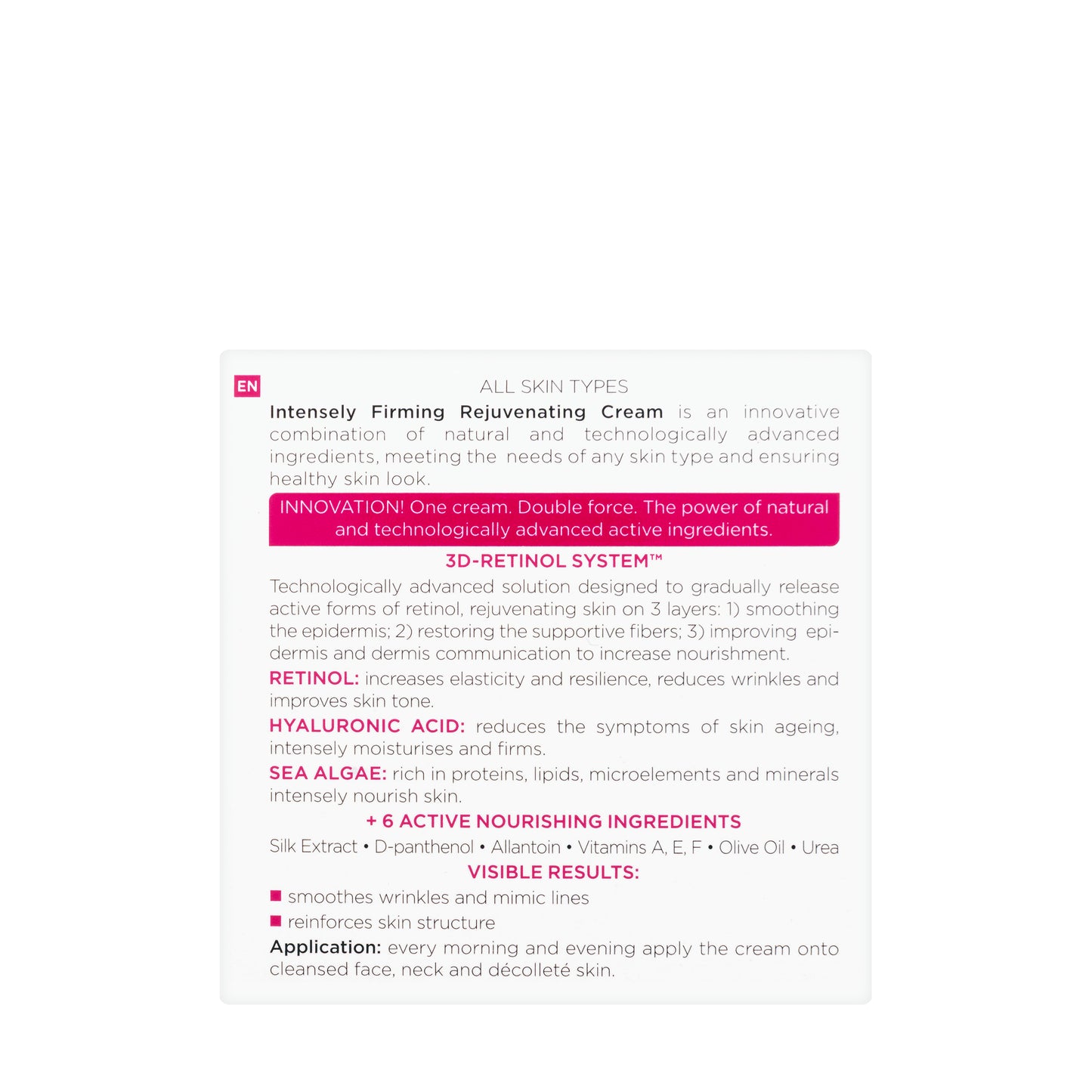 Eveline 3D-Retinol System Firming Rejuvenating Day and Night Cream 50 Ml