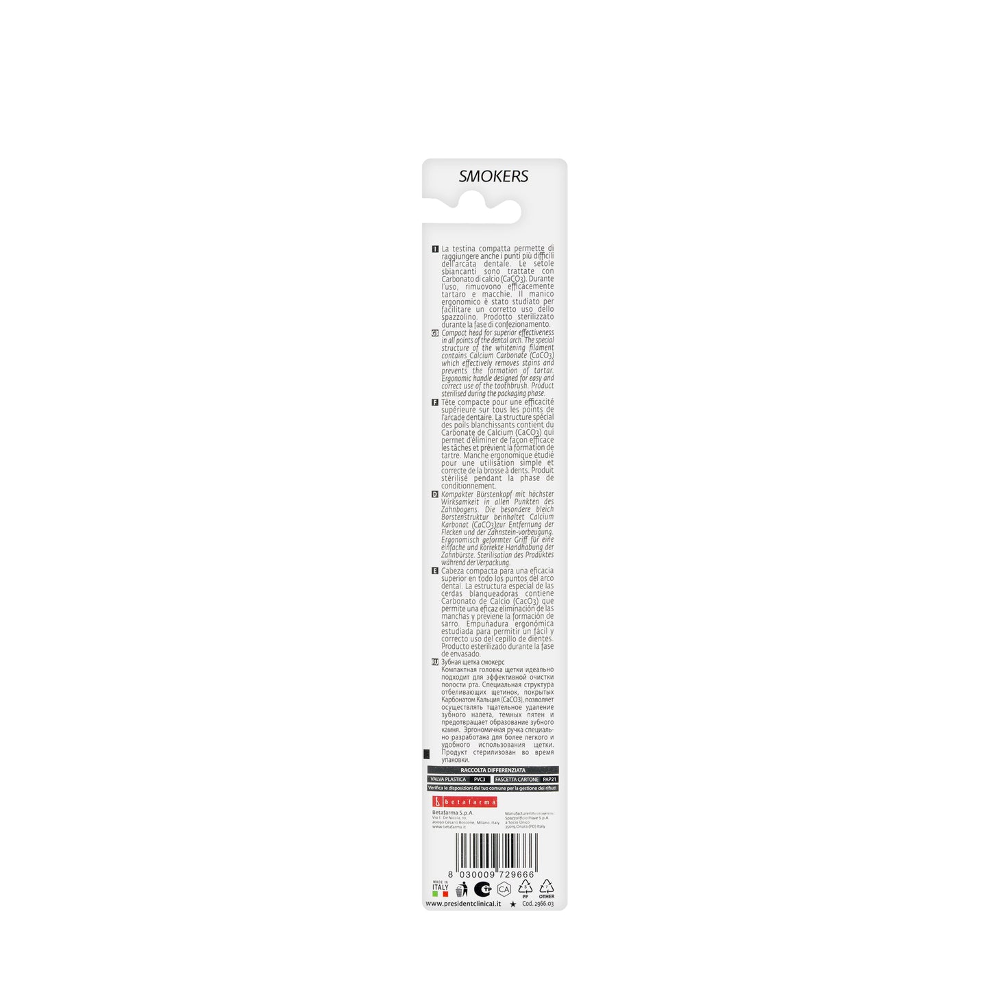 President Smokers White Toothbrush-Medium/Hard