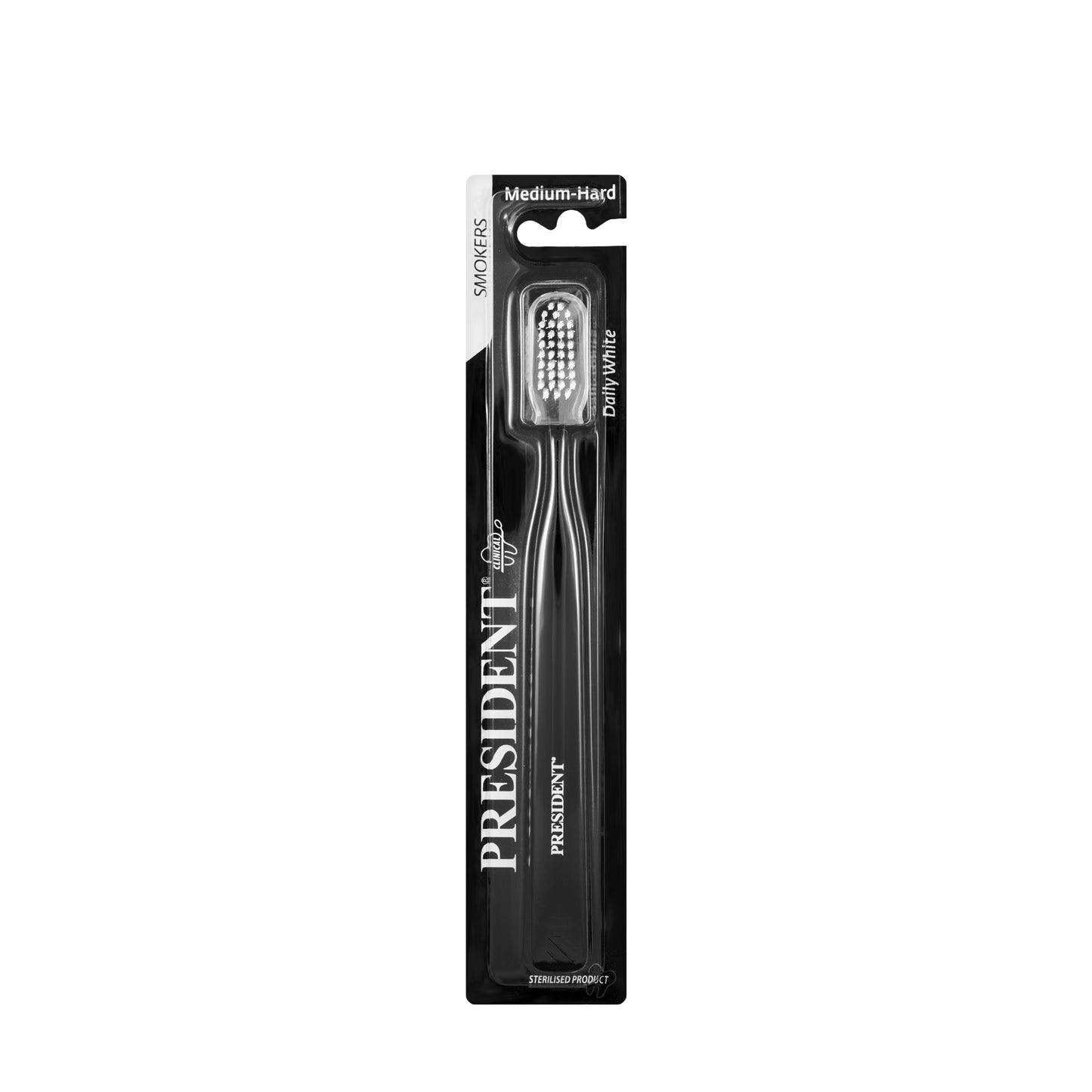 President Smokers White Toothbrush-Medium/Hard