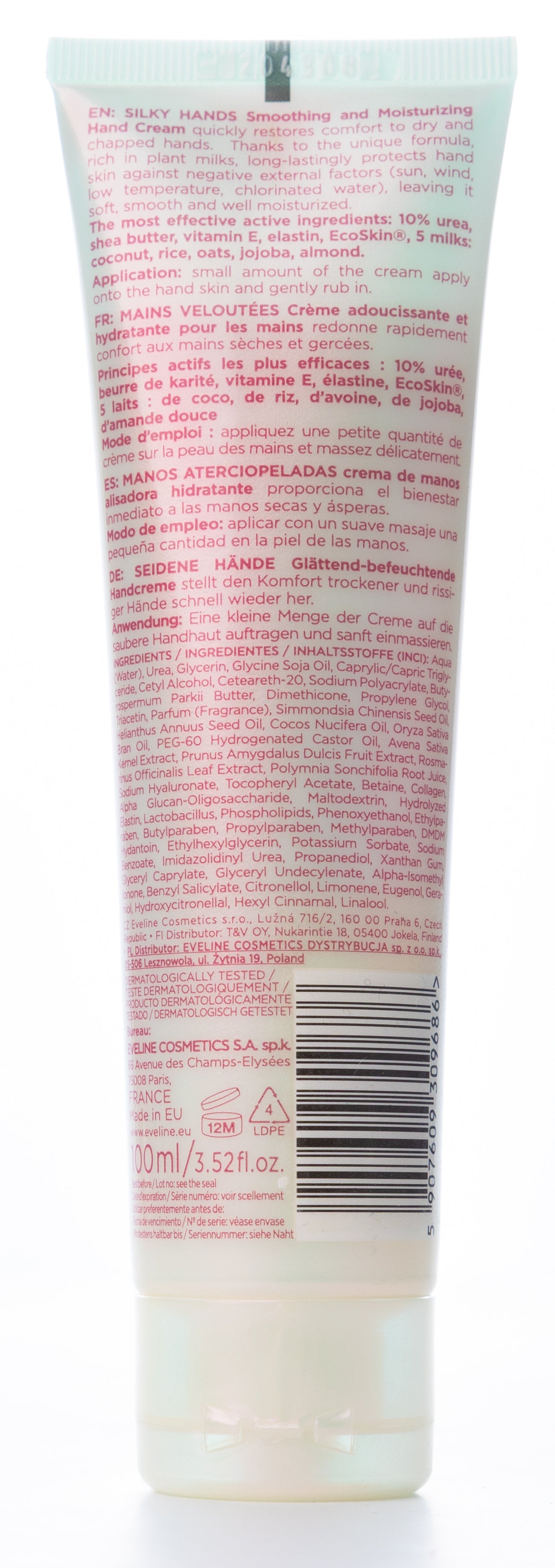 Eveline Silky Hands Smoothing and Moisturizing Hand Cream with Urea, Elastin and 5 Milks 100 Ml
