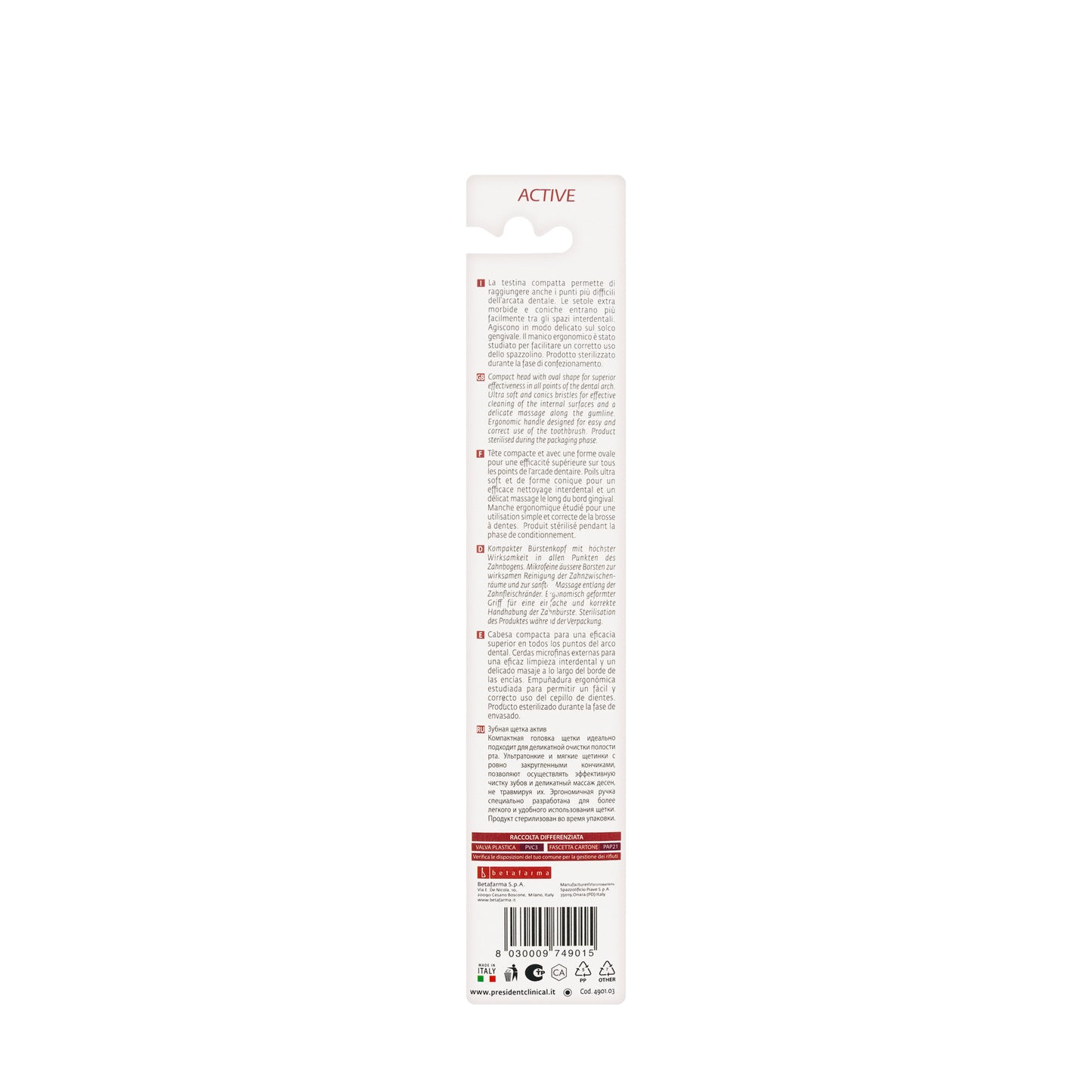 President Safe Gums Active Toothbrush- Soft