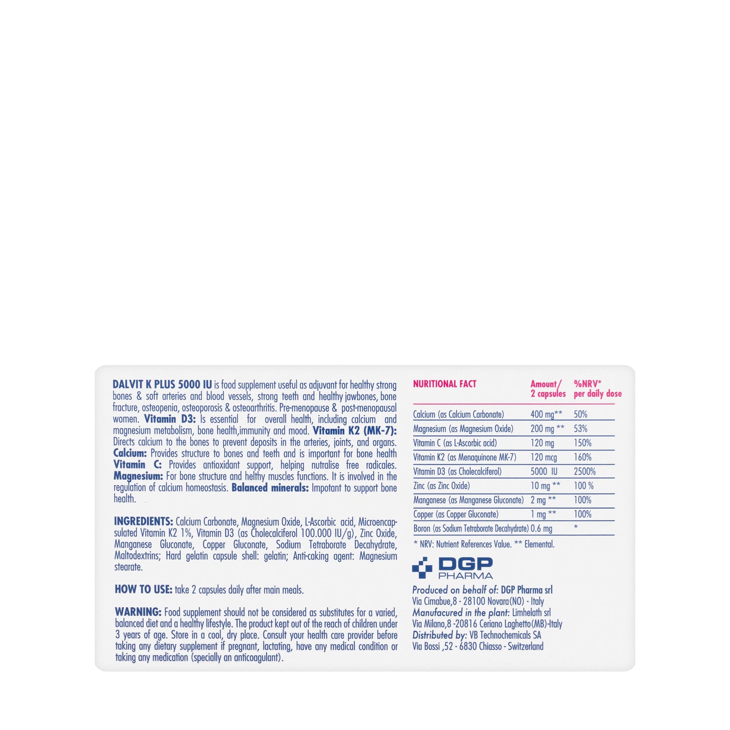 Dalvit K Plus 5000 IU 60 Capsule