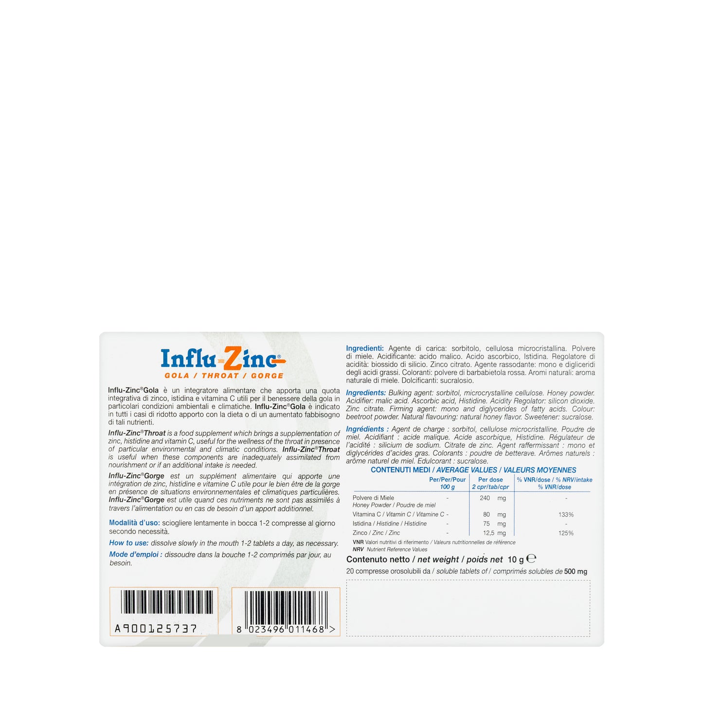 Influ Zinc Throat 20 Soluble Tablet