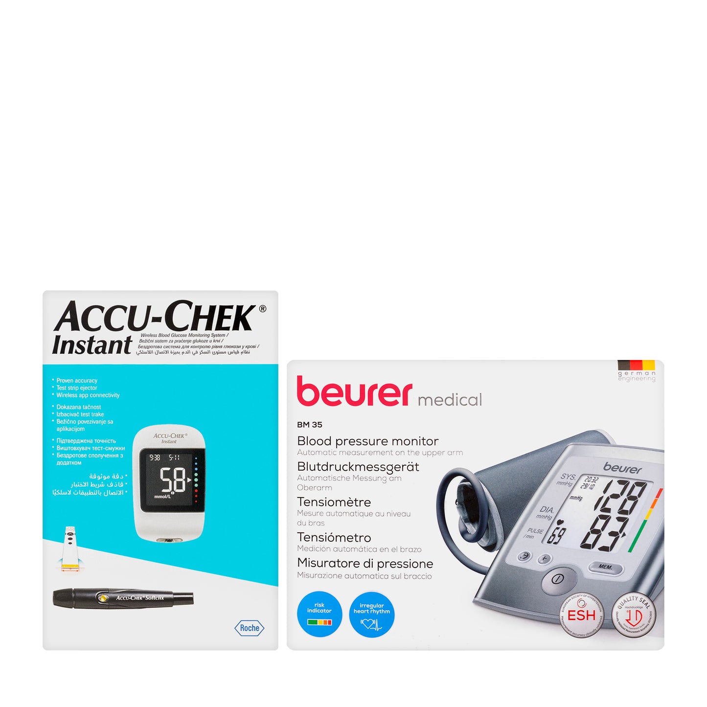 Accu Check Instant Mmol + Blood Pressure Machine